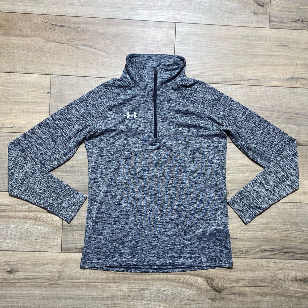 Under Armour Womens Twisted Tech 1/4 Zip Long Sleeve Top Size XS Gray Black